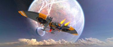 bir uzay gemisi 3d cg render