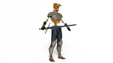 iskelet bir şövalyenin 3d cg işleme