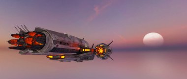 bir uzay gemisi 3d cg render