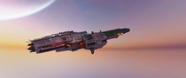 bir uzay gemisi 3d cg render