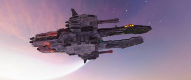 bir uzay gemisi 3d cg render