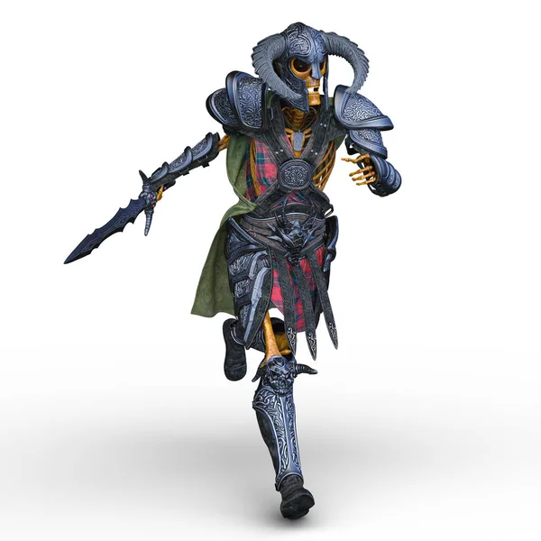 3D CG renderização de um cavaleiro esqueleto — Fotografia de Stock