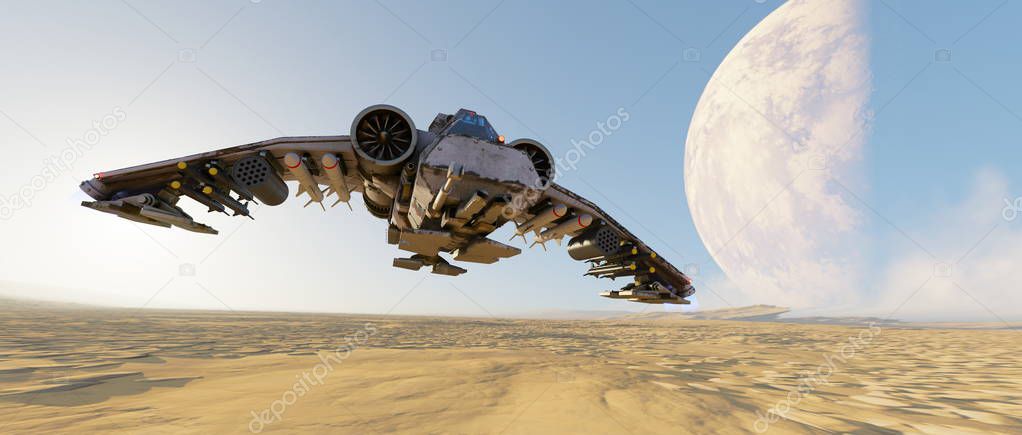 3D CG rendering of a space ship