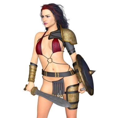 bir kadın şövalye 3d cg render