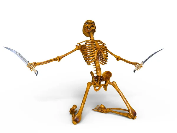 3D cg Darstellung eines Skelettfechters — Stockfoto