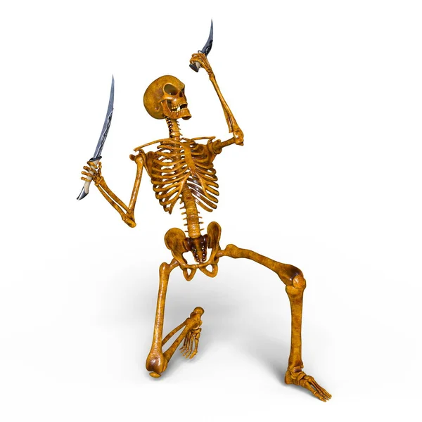 Representación 3D CG de un esgrimista esqueleto — Foto de Stock