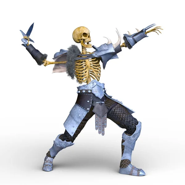 3D cg Darstellung eines Skelettritters — Stockfoto