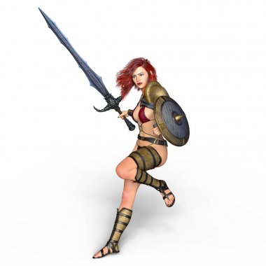 bir kadın şövalye 3d cg render