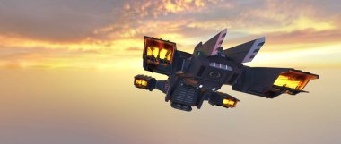 bir uzay gemisi 3d cg render