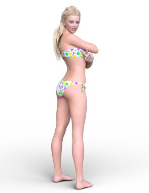 bir bikini kadının 3d cg işleme