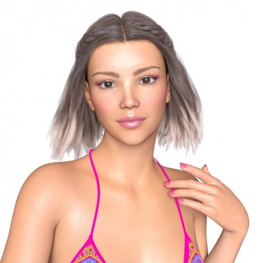 bir bikini kadının 3d cg işleme