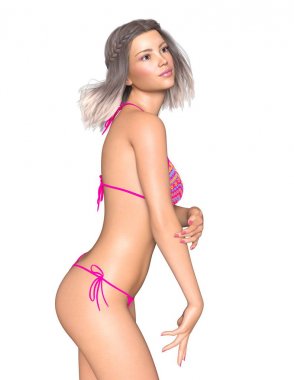bir bikini kadının 3d cg işleme