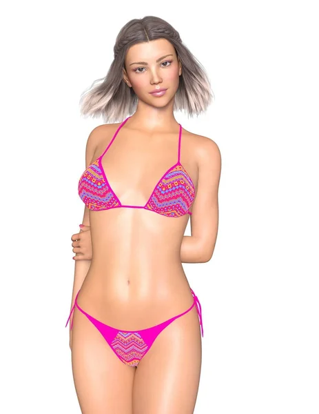3D 3D rendu d'une femme bikini — Photo
