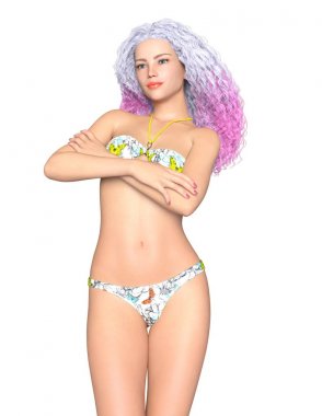bir bikini kadının 3d cg işleme
