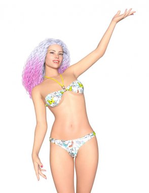 bir bikini kadının 3d cg işleme