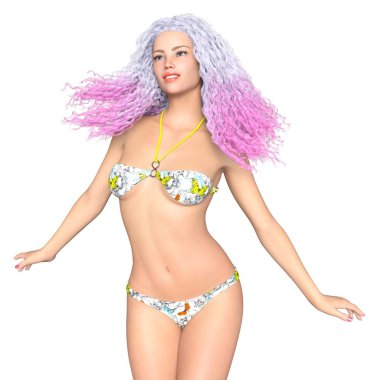 bir bikini kadının 3d cg işleme
