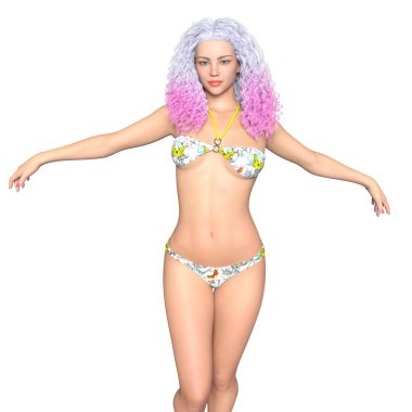 bir bikini kadının 3d cg işleme