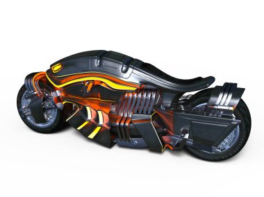 bir motosiklet 3d cg render