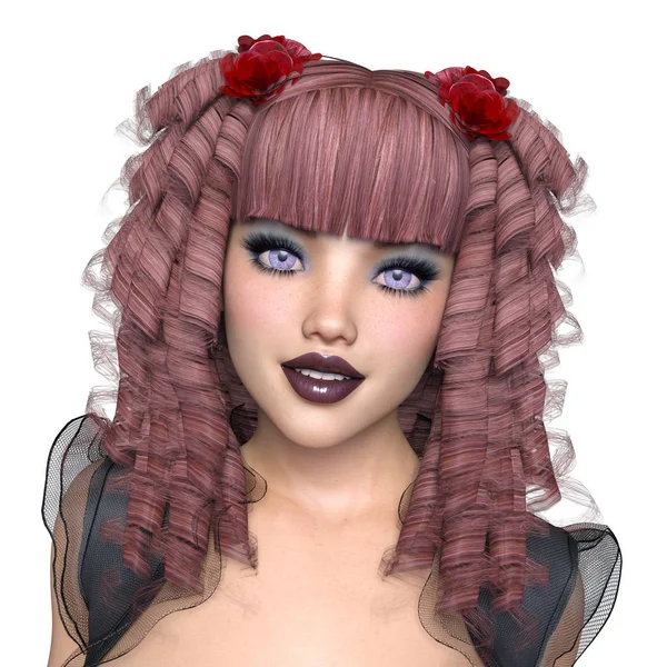 3D CG renderização de um rosto de mulher jovem — Fotografia de Stock
