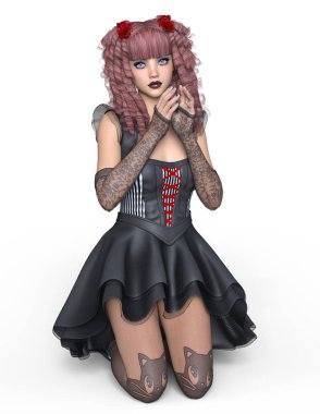 genç bir kadının 3d cg işleme