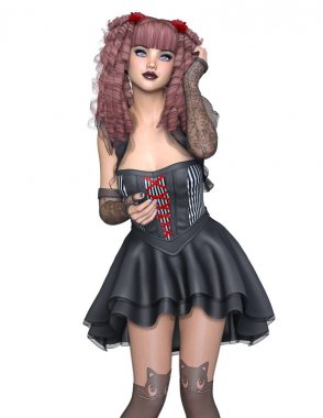 genç bir kadının 3d cg işleme