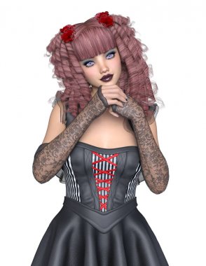 genç bir kadının 3d cg işleme