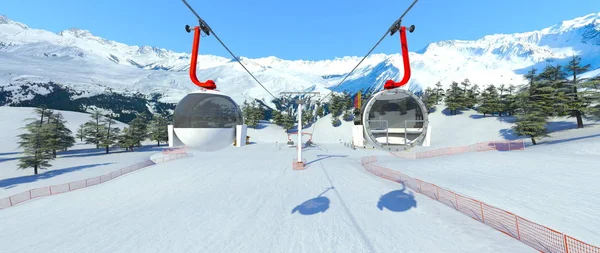 3D rendu 3D de la station de ski — Photo