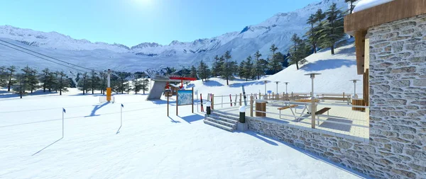3D rendu 3D de la station de ski — Photo