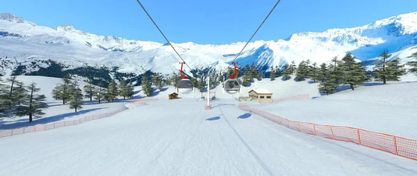 3D CG renderização da estação de esqui — Fotografia de Stock