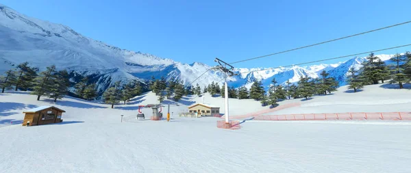 スキー リゾートの 3 d cg のレンダリング — ストック写真