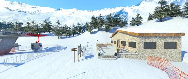 3D rendu 3D de la station de ski — Photo