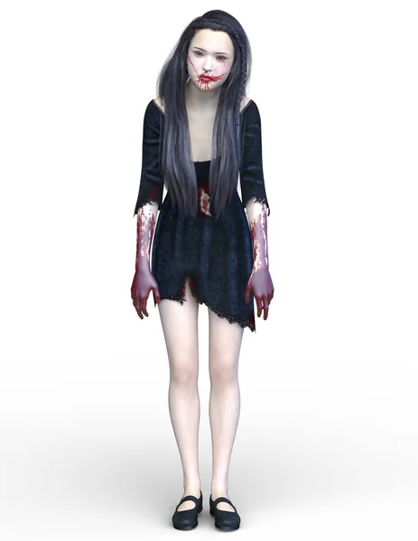 Vykreslování 3D cg ženské zombie — Stock fotografie