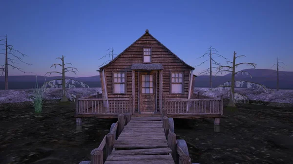 3D-cg rendering van het huis van de boot — Stockfoto