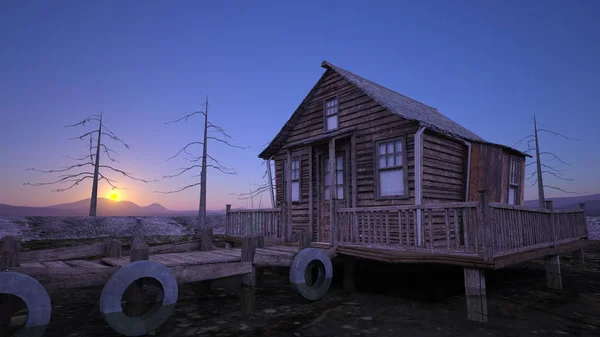 Απόδοσης 3D cg του boat house — Φωτογραφία Αρχείου