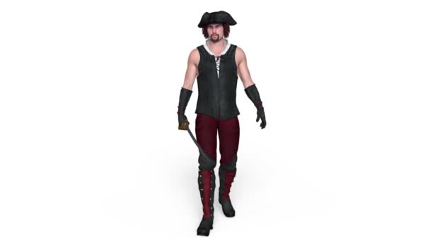 3D-cg rendering van een piraten — Stockvideo