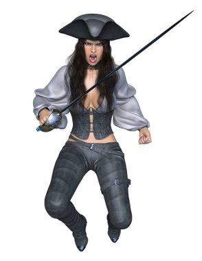 bir kadın korsan 3d cg işleme