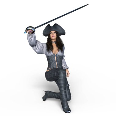 bir kadın korsan 3d cg işleme