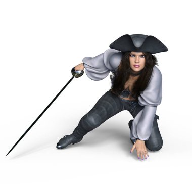 bir kadın korsan 3d cg işleme