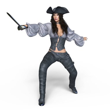 bir kadın korsan 3d cg işleme