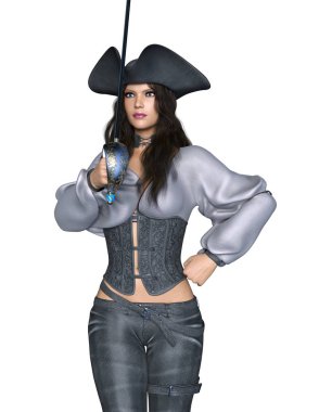 bir kadın korsan 3d cg işleme