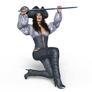 bir kadın korsan 3d cg işleme