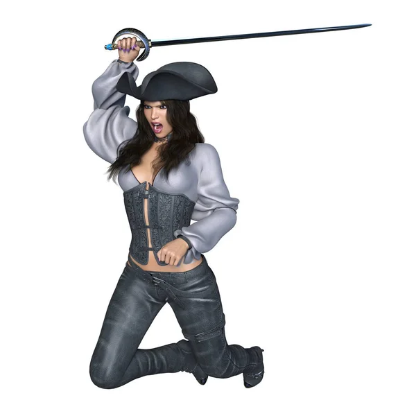 3D CG renderização de uma piratas do sexo feminino — Fotografia de Stock