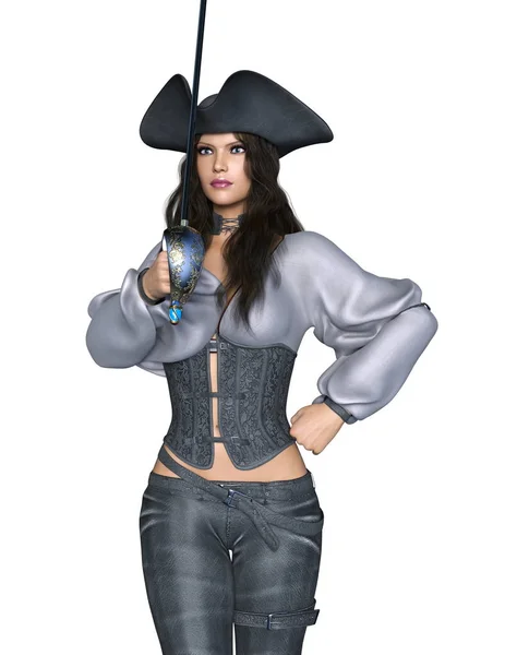 3D CG renderização de uma piratas do sexo feminino — Fotografia de Stock