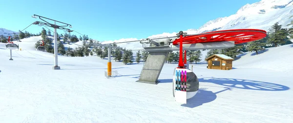 3D rendu 3D de la station de ski — Photo