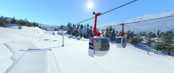 3D CG renderização da estação de esqui — Fotografia de Stock