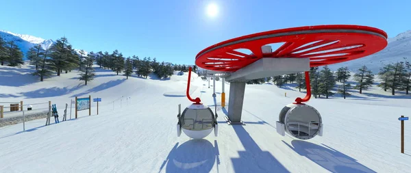 3D rendu 3D de la station de ski — Photo