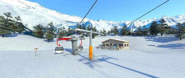 3D rendu 3D de la station de ski — Photo