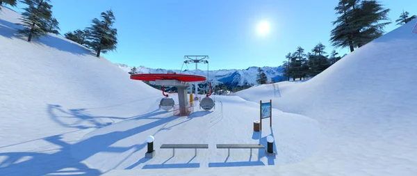 Render CG 3D dari resor ski — Stok Foto