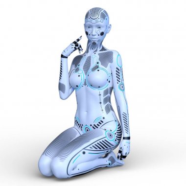 3d cg işleme bir kadın robot