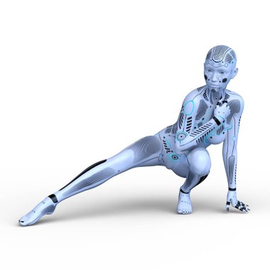 3d cg işleme bir kadın robot